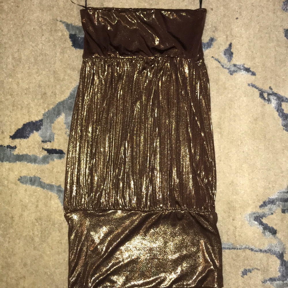 Gold/brown metallic tube top
